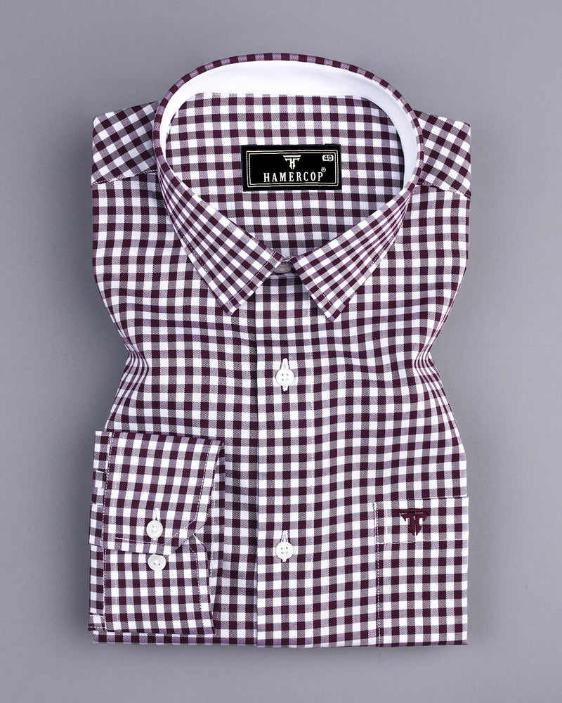 Morgan Wine Purple Twill Check Designer Cotton Shirt