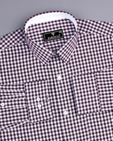 Morgan Wine Purple Twill Check Designer Cotton Shirt