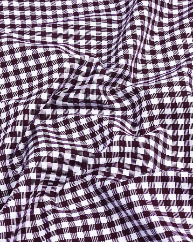 Morgan Wine Purple Twill Check Designer Cotton Shirt