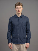Natron Blue With Gray Houndstooth Premium Giza Shirt