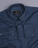 Natron Blue With Gray Houndstooth Premium Giza Shirt