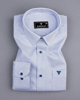 Kotor White With Blue Check Premium Giza Shirt