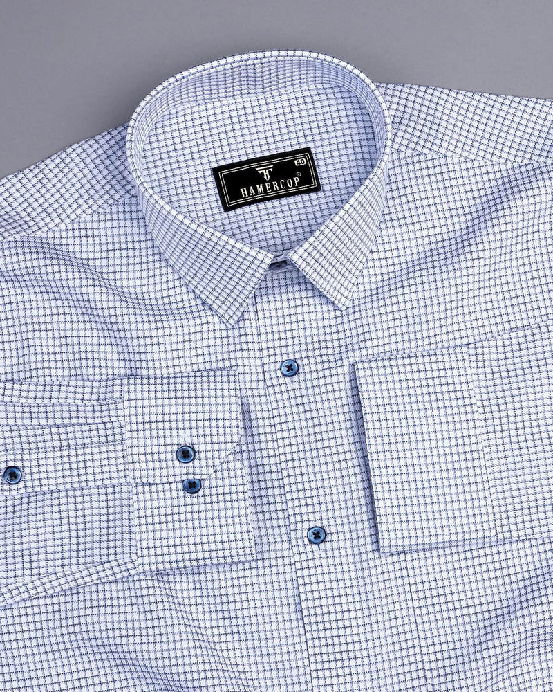 Kotor White With Blue Check Premium Giza Shirt