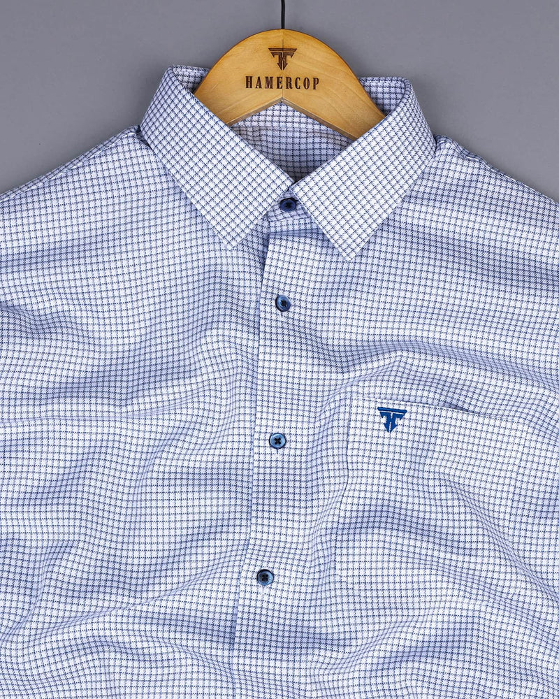 Kotor White With Blue Check Premium Giza Shirt