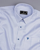 Kotor White With Blue Check Premium Giza Shirt