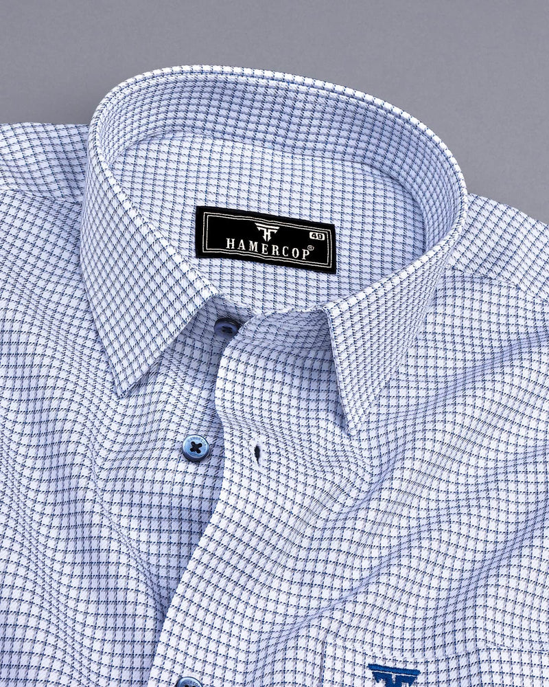 Kotor White With Blue Check Premium Giza Shirt