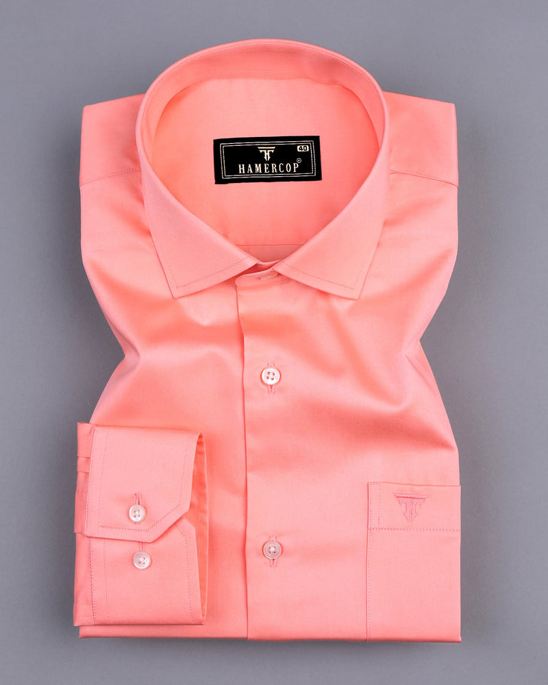 Peach Soft Touch Satin Premium Cotton Shirt Hamercop Peach Soft Touch Satin Premium Cotton Shirt Hamercop