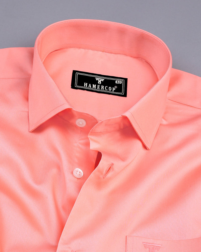 Peach Soft Touch Satin Premium Cotton Shirt