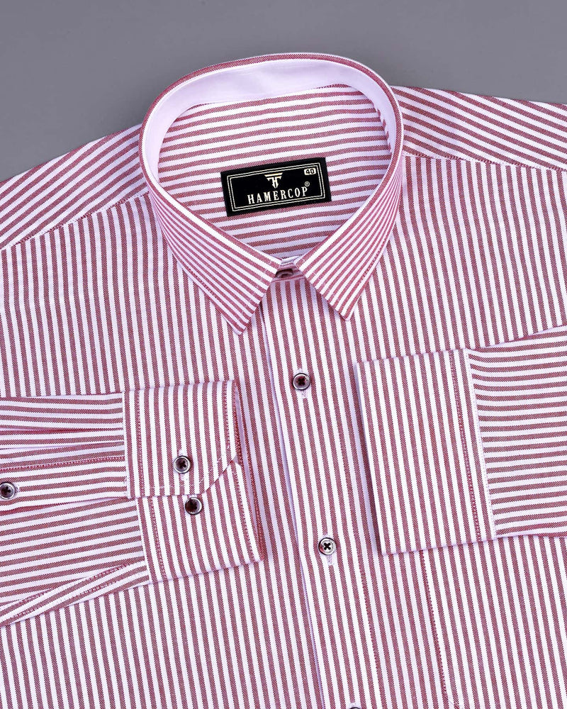 Pacific Maroon Bengal Stripe Oxford Cotton Designer Shirt