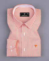 Pacific Orange Bengal Stripe Oxford Cotton Designer Shirt