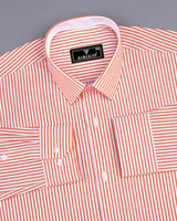 Pacific Orange Bengal Stripe Oxford Cotton Designer Shirt