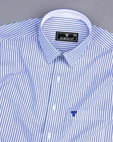 Pacific Blue Bengal Stripe Oxford Cotton Designer Shirt