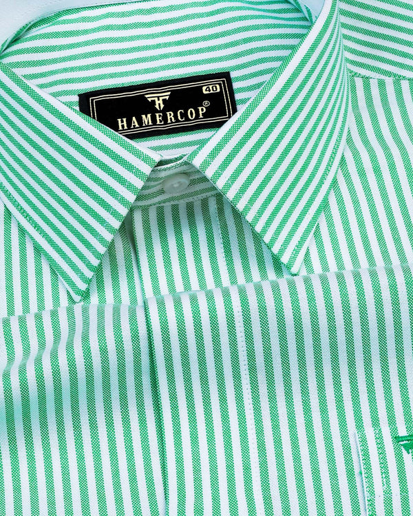 Pacific Green Bengal Stripe Oxford Cotton Designer Shirt