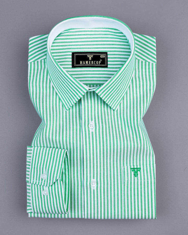 Pacific Green Bengal Stripe Oxford Cotton Designer Shirt