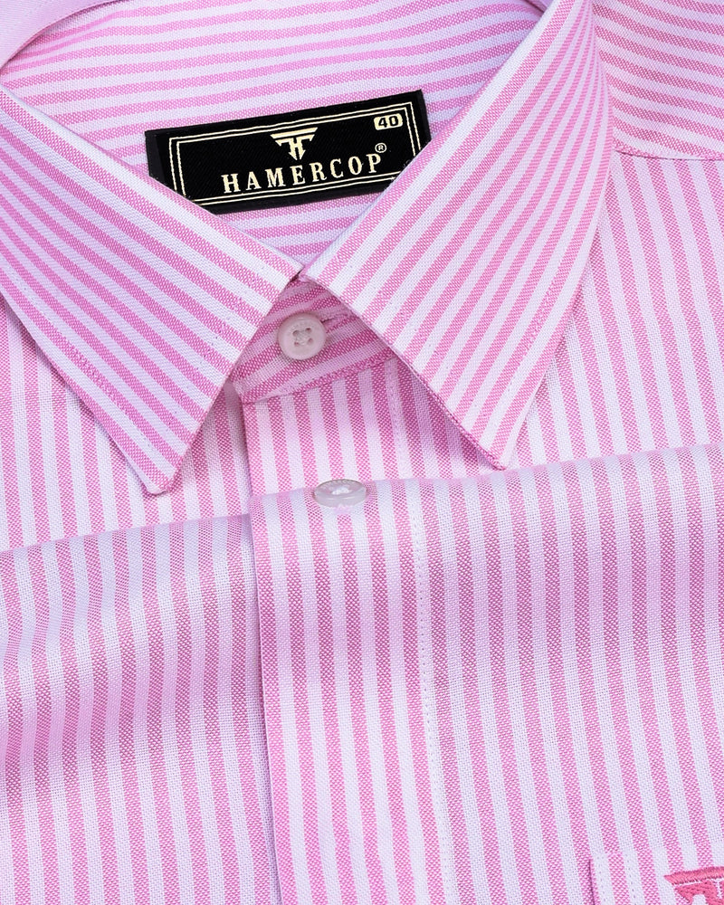 Pacific Light Pink Bengal Stripe Oxford Cotton Designer Shirt Hamercop Pacific Light Pink Bengal Stripe Oxford Cotton Designer Shirt Hamercop