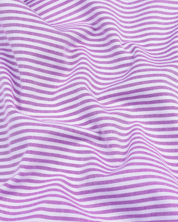 Pacific Purple Bengal Stripe Oxford Cotton Designer Shirt