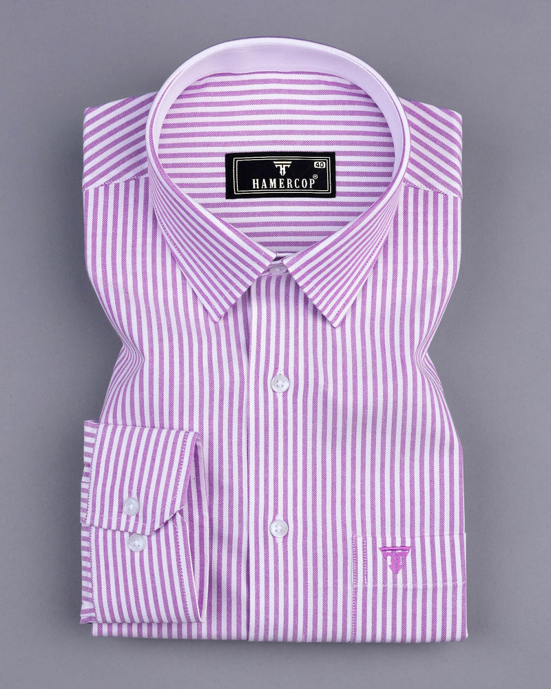 Pacific Purple Bengal Stripe Oxford Cotton Designer Shirt