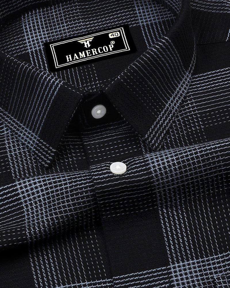 Black With Gray Check Dobby Cotton Shirt