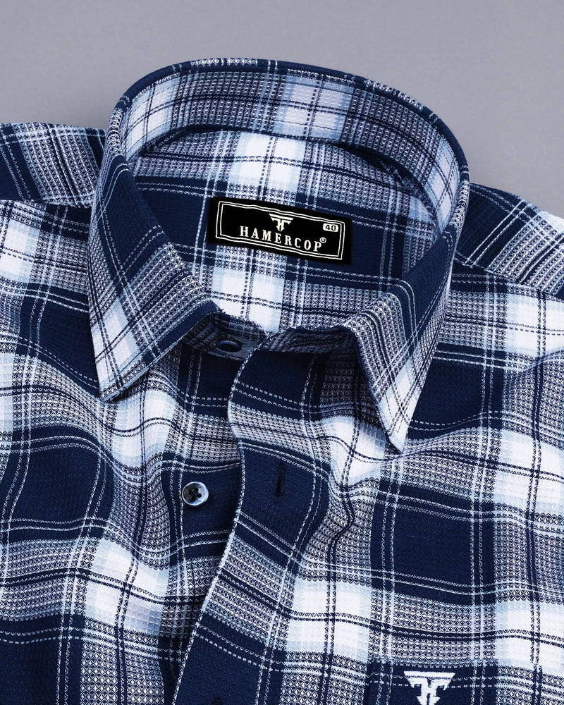 Palace NavyBlue With White Check Dobby Cotton Shirt