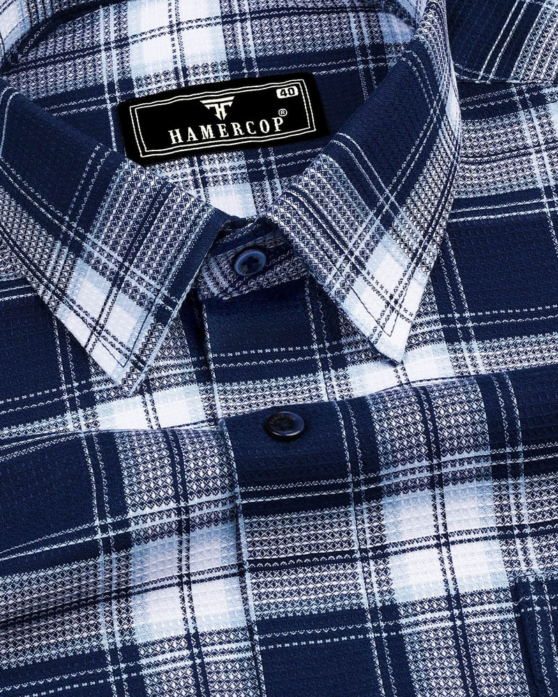 Palace NavyBlue With White Check Dobby Cotton Shirt