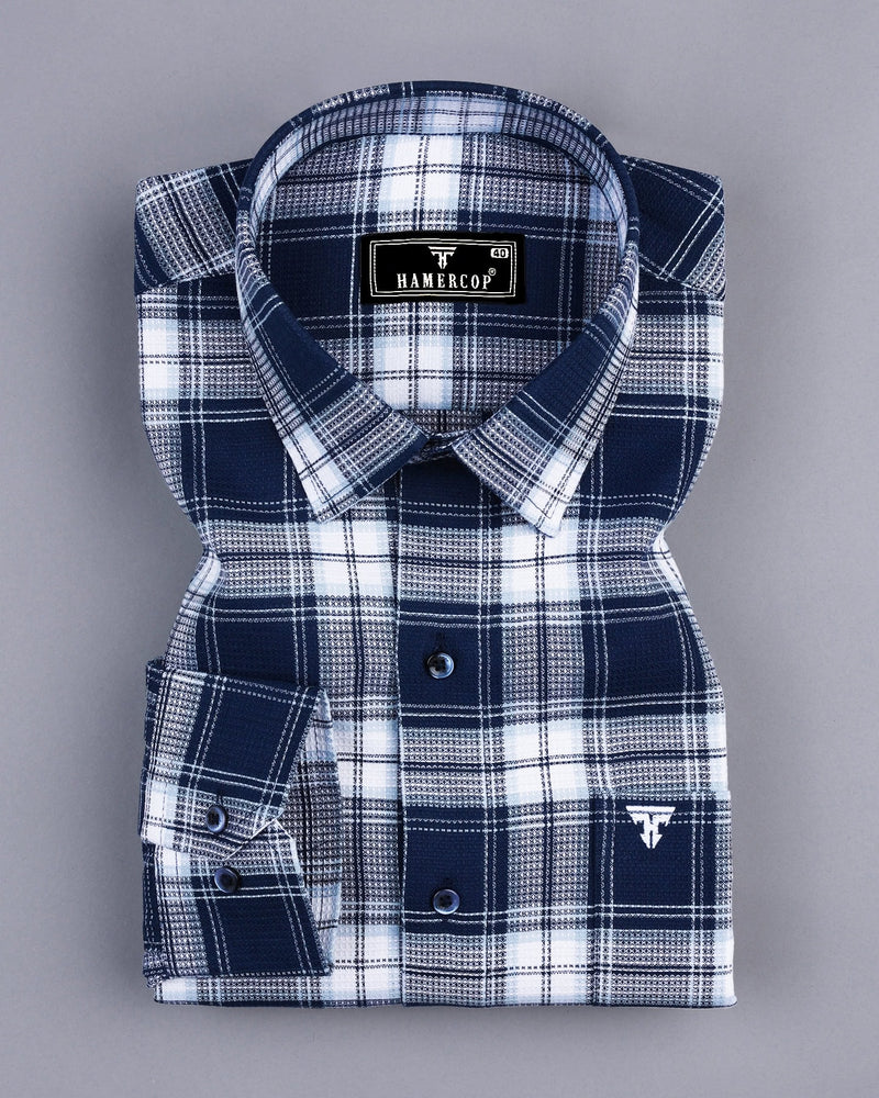 Palace NavyBlue With White Check Dobby Cotton Shirt