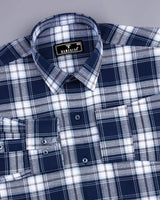 Palace NavyBlue With White Check Dobby Cotton Shirt