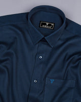 Dark Blue With Black Dobby Texture Cotton Solid Shirt