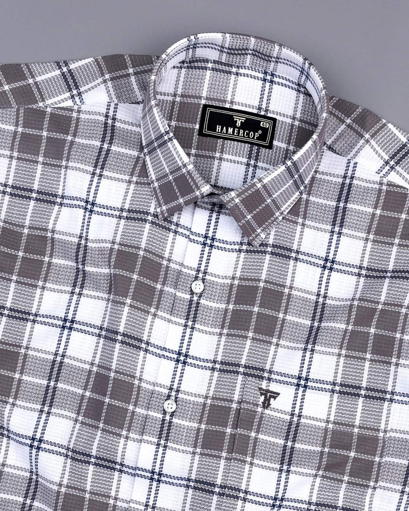 Hadron Gray With White Check Dobby Cotton Shirt