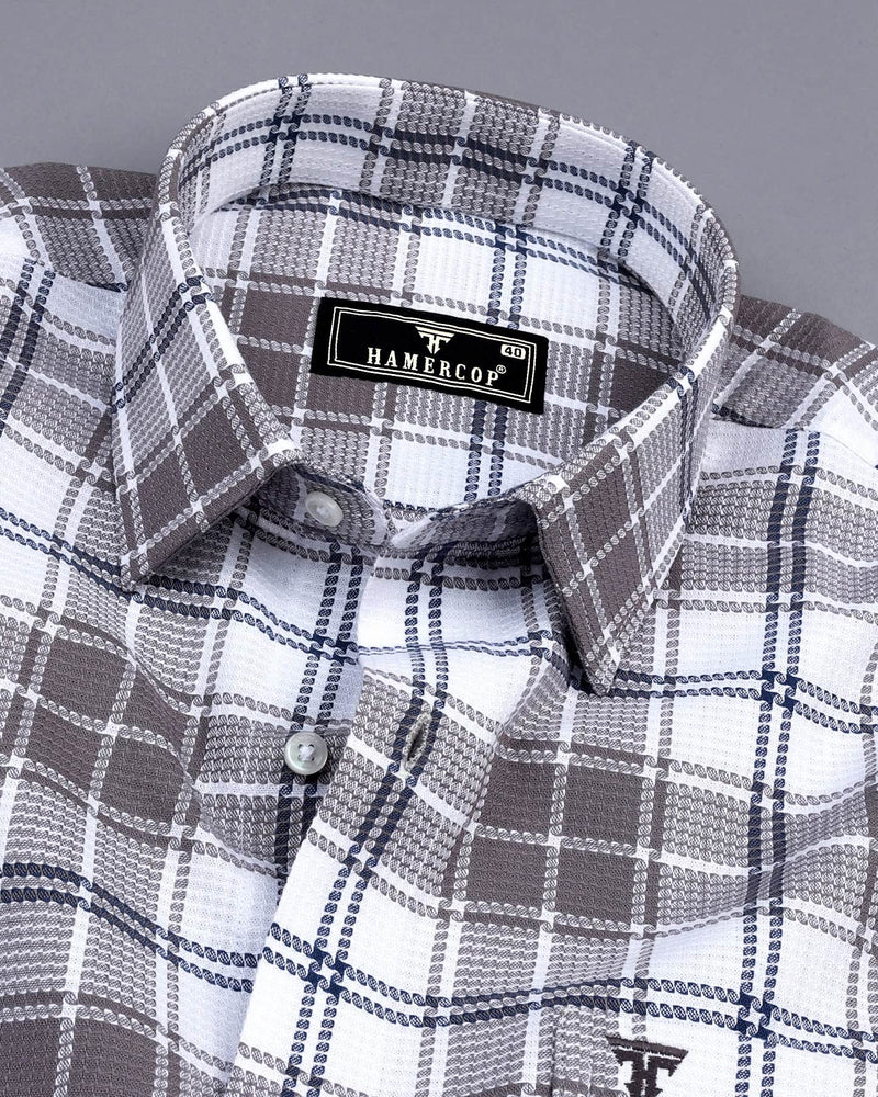 Hadron Gray With White Check Dobby Cotton Shirt