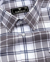 Hadron Gray With White Check Dobby Cotton Shirt