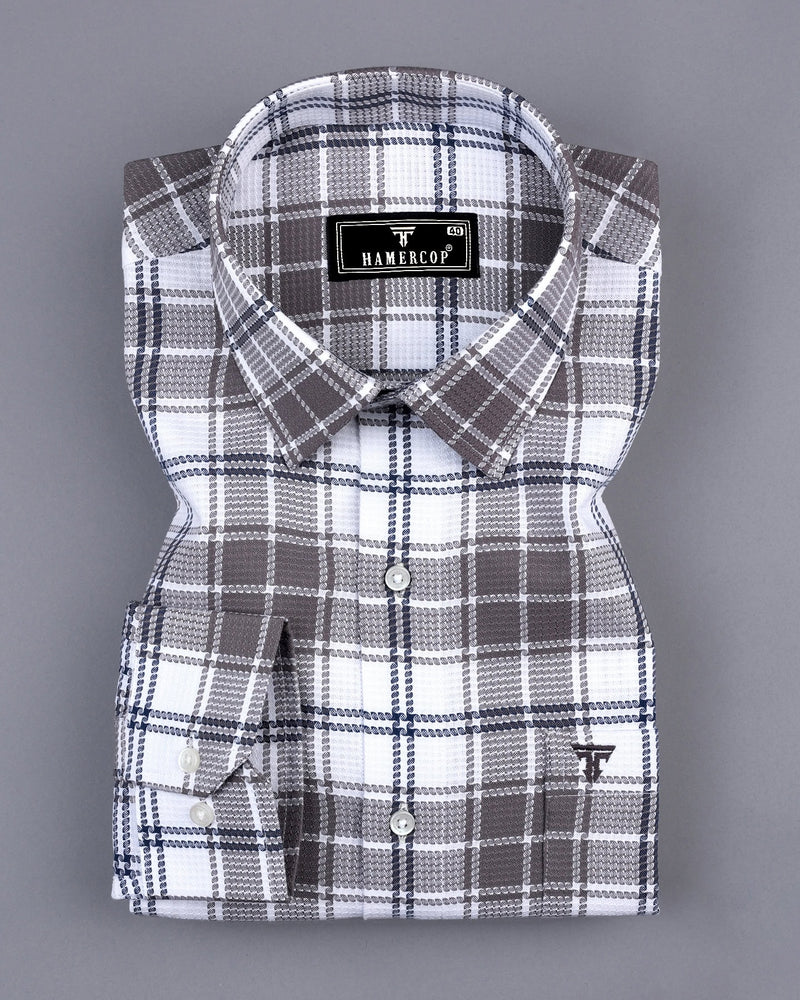 Hadron Gray With White Check Dobby Cotton Shirt