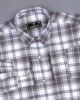 Hadron Gray With White Check Dobby Cotton Shirt