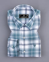 Hadron Blue With White Check Dobby Cotton Shirt