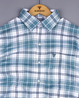 Hadron Blue With White Check Dobby Cotton Shirt