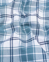 Hadron Blue With White Check Dobby Cotton Shirt