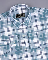 Hadron Blue With White Check Dobby Cotton Shirt