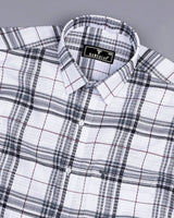 Atropa White With Gray Check Dobby Cotton Shirt