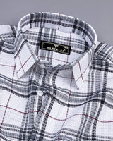 Atropa White With Gray Check Dobby Cotton Shirt