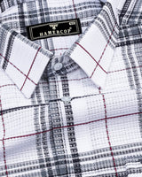 Atropa White With Gray Check Dobby Cotton Shirt