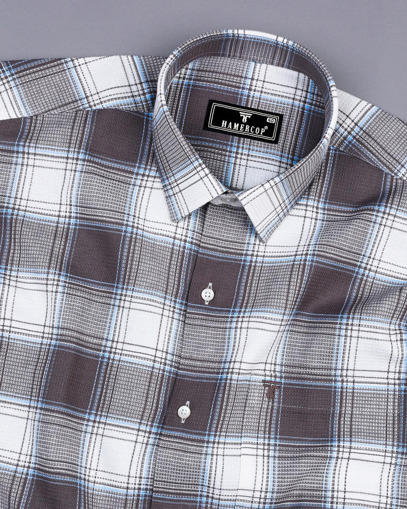 Hazelnut Brown With White Check Dobby Cotton Shirt