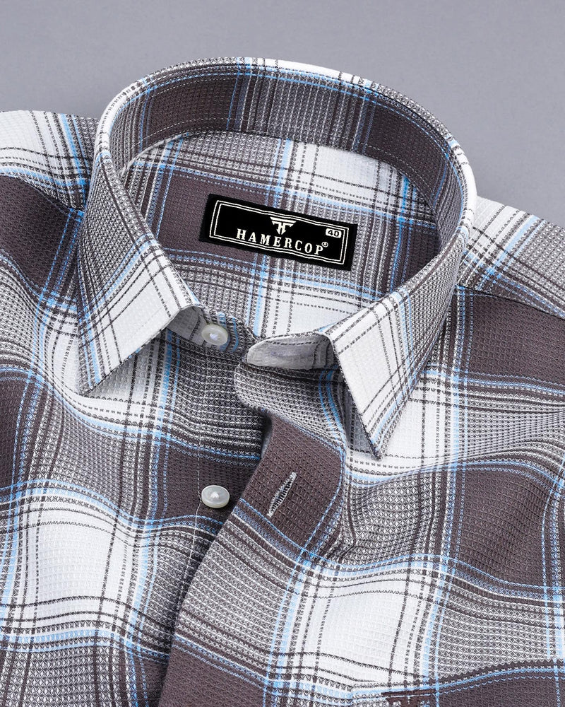 Hazelnut Brown With White Check Dobby Cotton Shirt