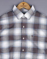 Hazelnut Brown With White Check Dobby Cotton Shirt