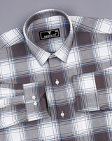 Hazelnut Brown With White Check Dobby Cotton Shirt