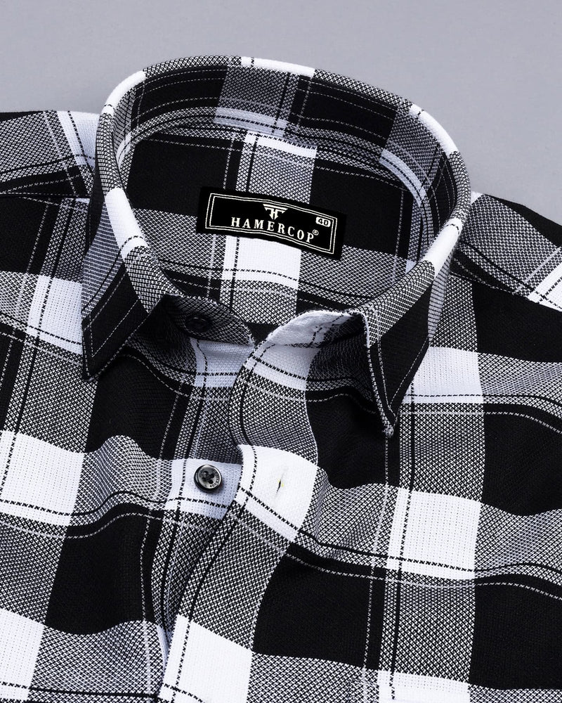 Jade Black With White Check Dobby Cotton Shirt