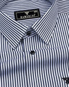 Lignite Gray With White Pencil Stripe Cotton Shirt