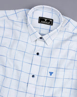 Minot White With Blue Check Linen Cotton Shirt