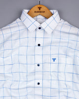 Minot White With Blue Check Linen Cotton Shirt