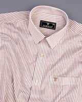 Lifa Cream With White Stripe Linen Cotton Formal Shirt