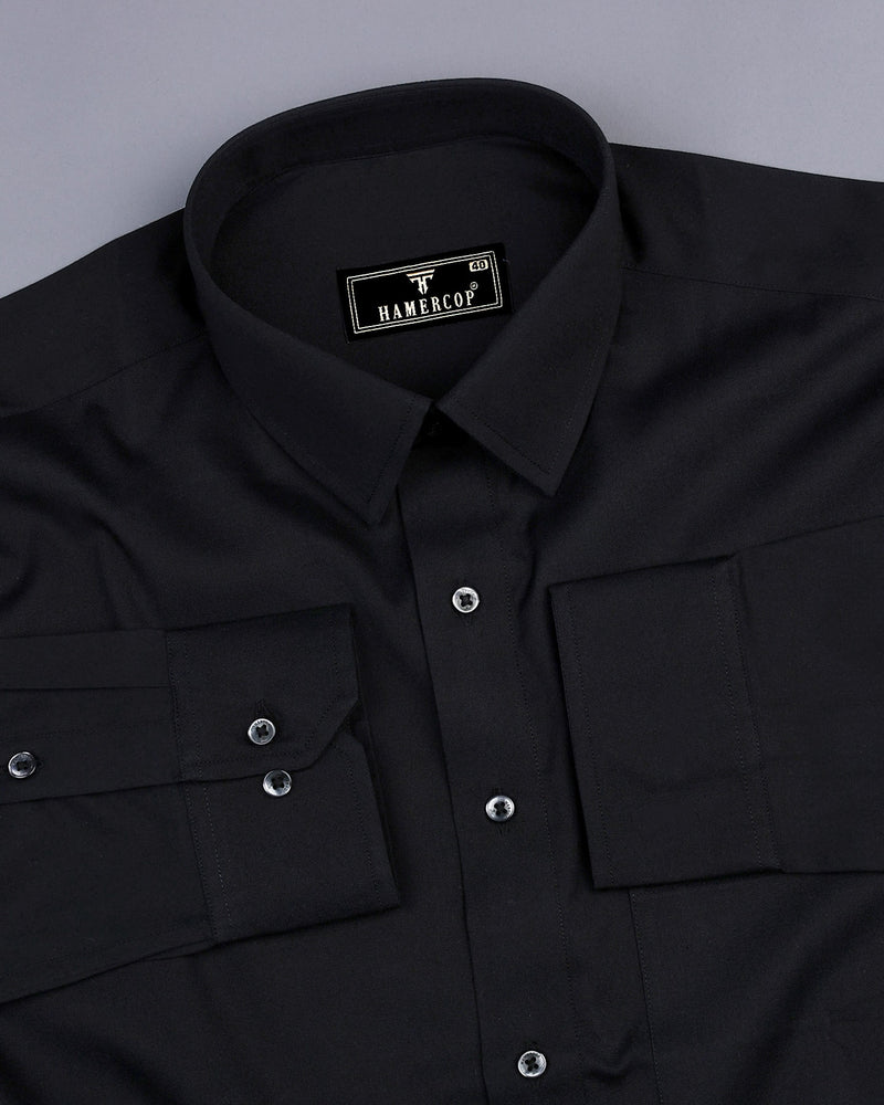 Metal Black Solid Oxford Cotton Shirt
