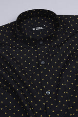Jade black with yellow up down triangle printed shirt